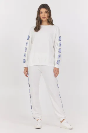 Vintage Havana white French Terry crochet trim joggers