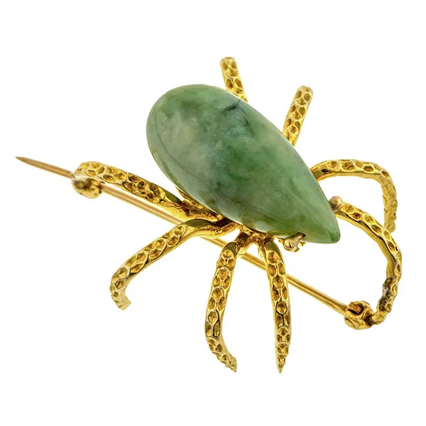 Vintage Jade Spider Brooch