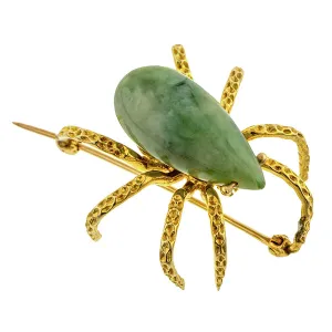 Vintage Jade Spider Brooch