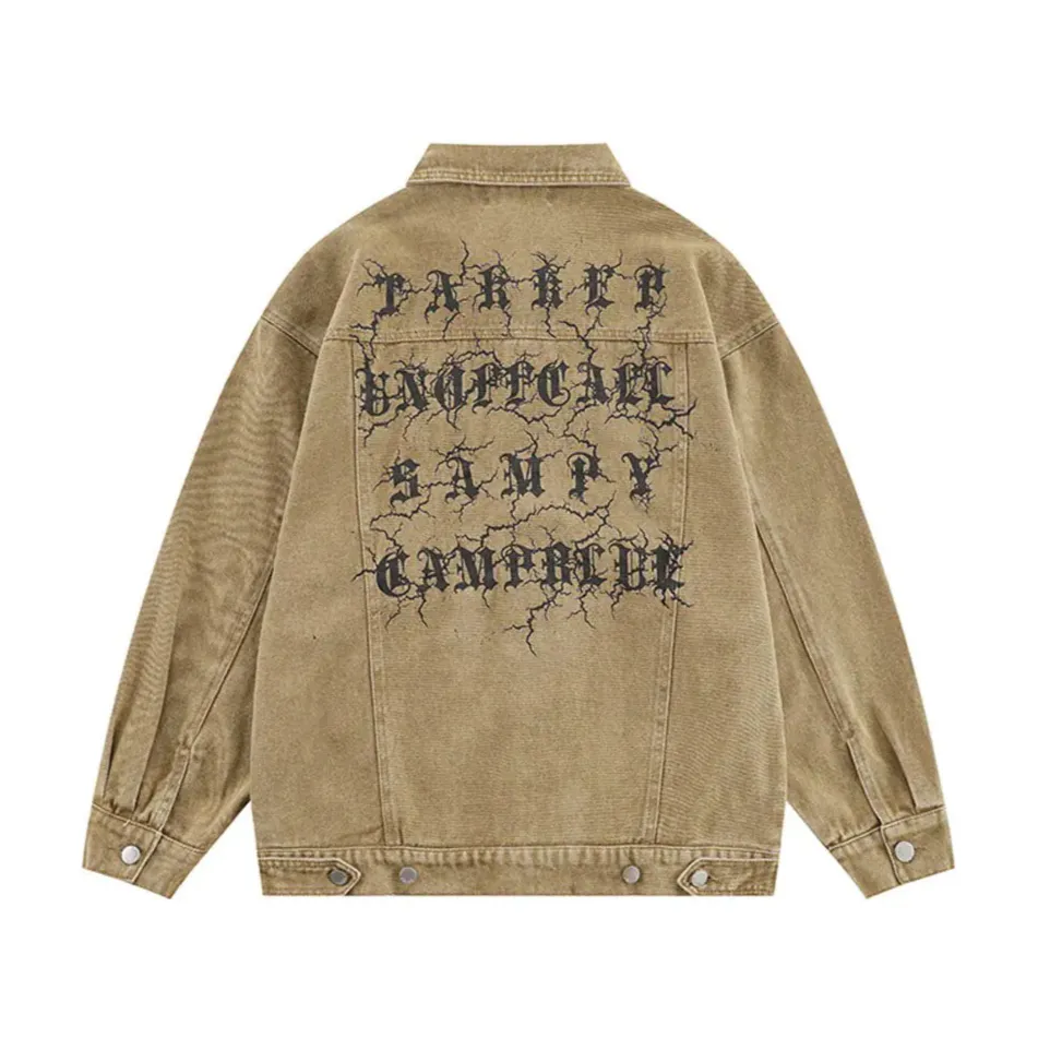 Vintage Letter Print Denim