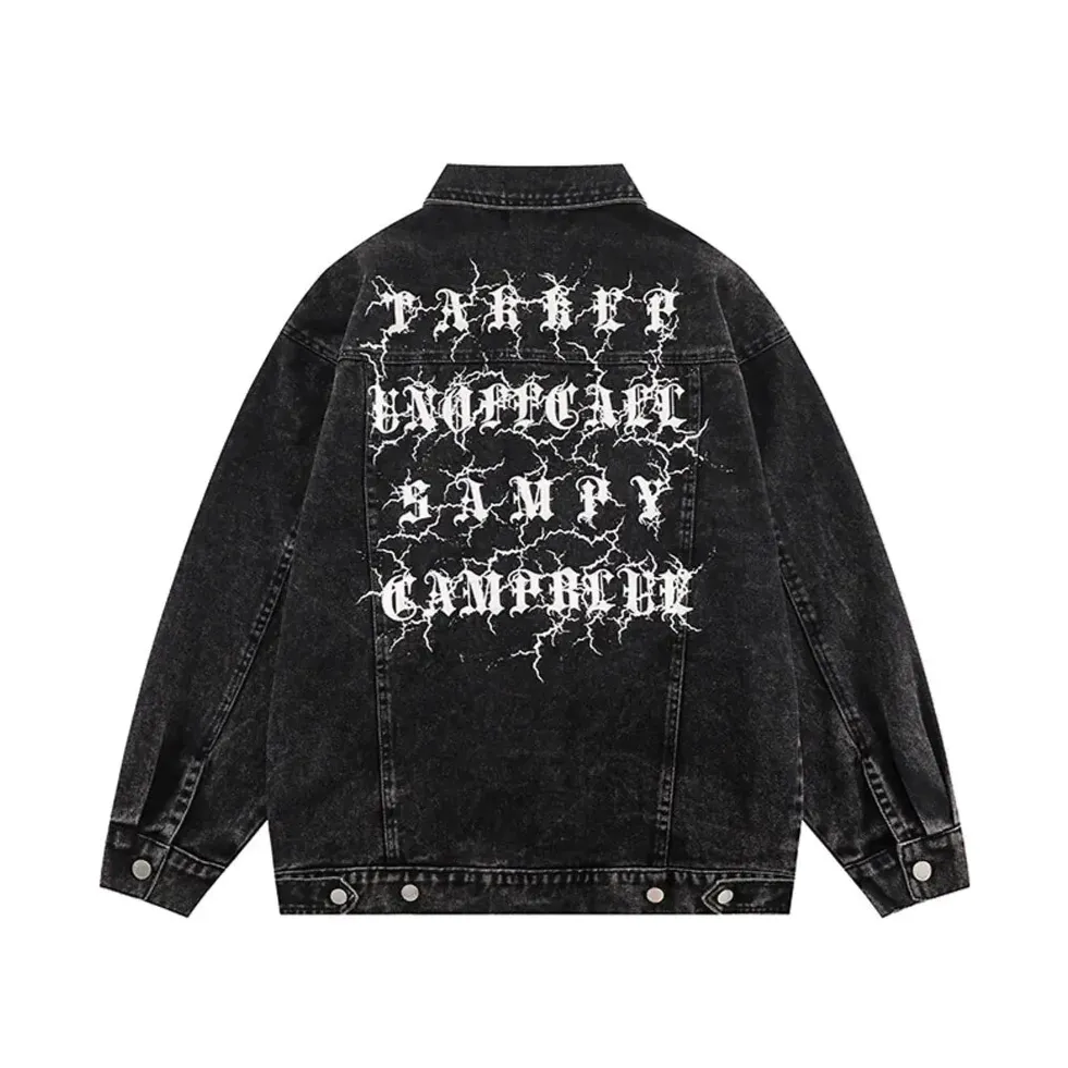 Vintage Letter Print Denim