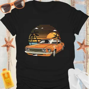 Vintage Muscle Car Tshirt Orange Classic Beach Vibes