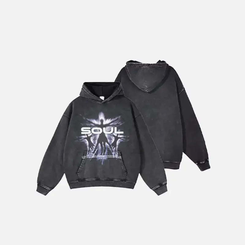 Vintage Soul Shadow Graphic Hoodie for a Retro Y2K Look