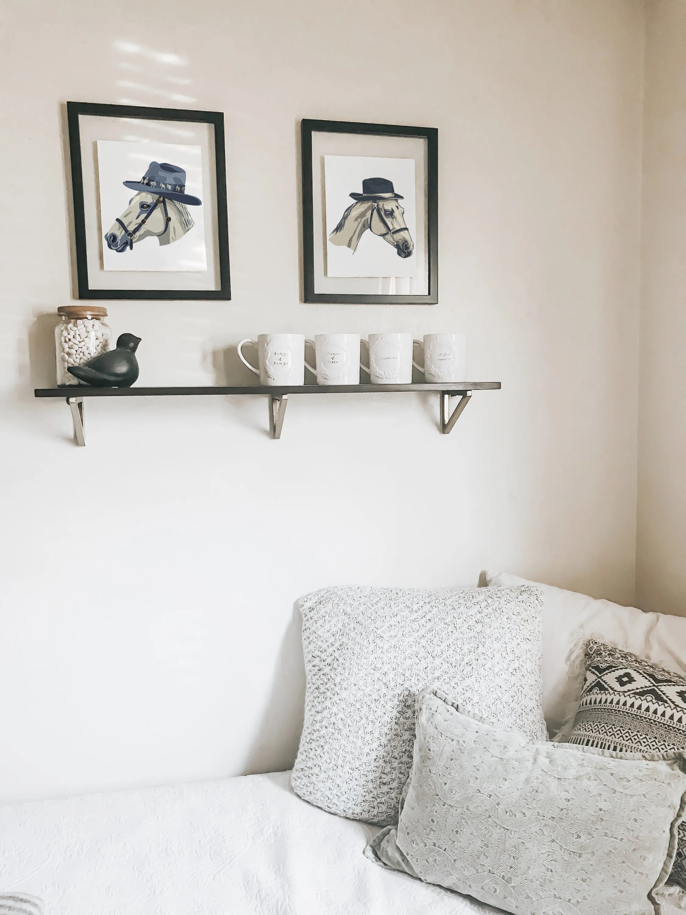 White Horse with Black Fedora Art Print – Gentlemanly Elegance | Vertical & Horizontal Options | Horse and Whiskey Collection