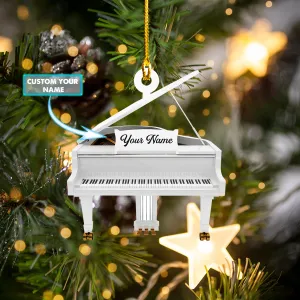 White Piano - Custom Shaped Ornament - 210