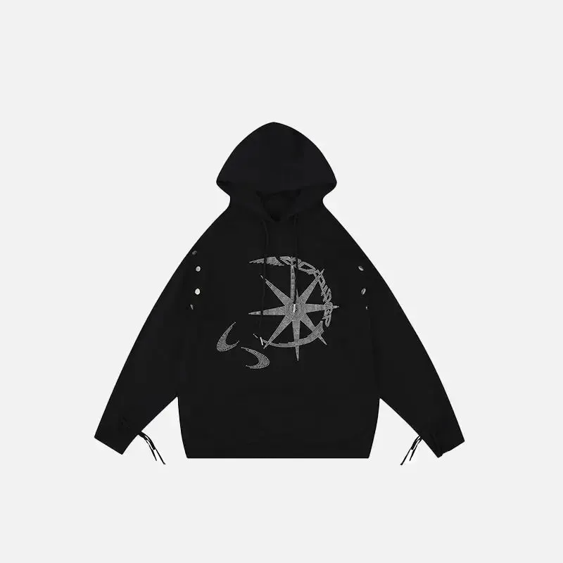 Y2K Rhinestone Graphic Print Hoodie for Stylish Comfort