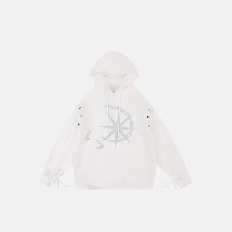 Y2K Rhinestone Graphic Print Hoodie for Stylish Comfort