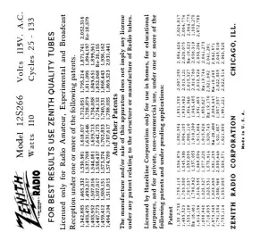 ZENITH-12S266